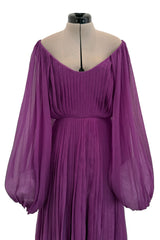 Spring 2024 Christian Dior by Maria Grazia Chiuri Runway Look 75 Purple Silk Chiffon Dress w Huge Balloon Sleeves