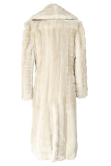 Iconic Fall 1996 Gucci by Tom Ford Runway Look 29 Menswear Inspired Ivory Faux Fur Coat w
