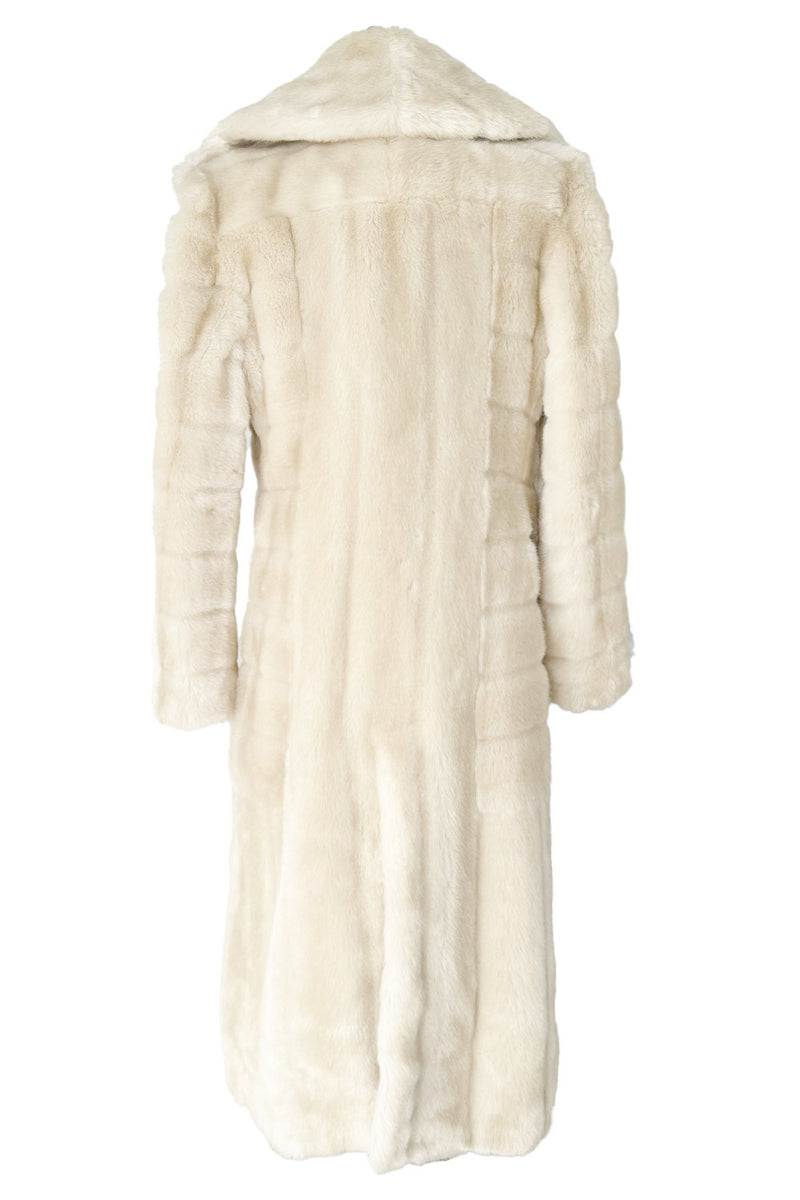 Iconic Fall 1996 Gucci by Tom Ford Runway Look 29 Menswear Inspired Ivory Faux Fur Coat w