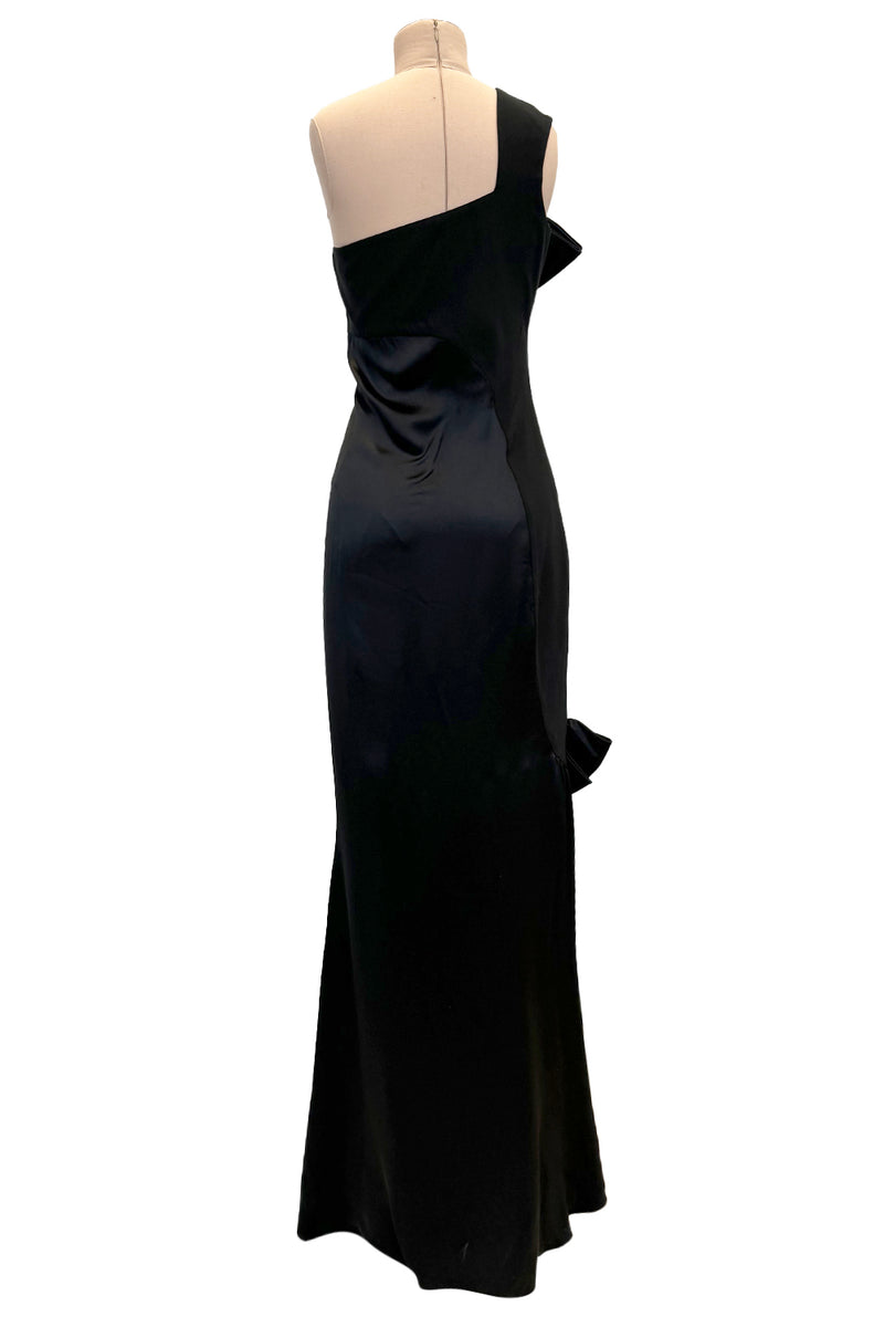 Stupendous Spring 2008 Valentino Runway One Shoulder Black Dress w Bow Details & Slit