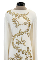 Spring 2019 Oscar de la Renta by Laura Kim & Fernando Garcia Gold Embellished Ivory Caftan Dress