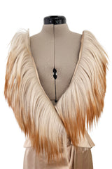 Exceptionally Rare Fall 2001 Thierry Mugler Runway Golden Taupe Silk Dress w Horsehair Collar