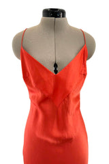 Spring 2004 Roberto Cavalli Runway Look 21 Orange Bias Cut Silk Dress Worn by Juno Temple