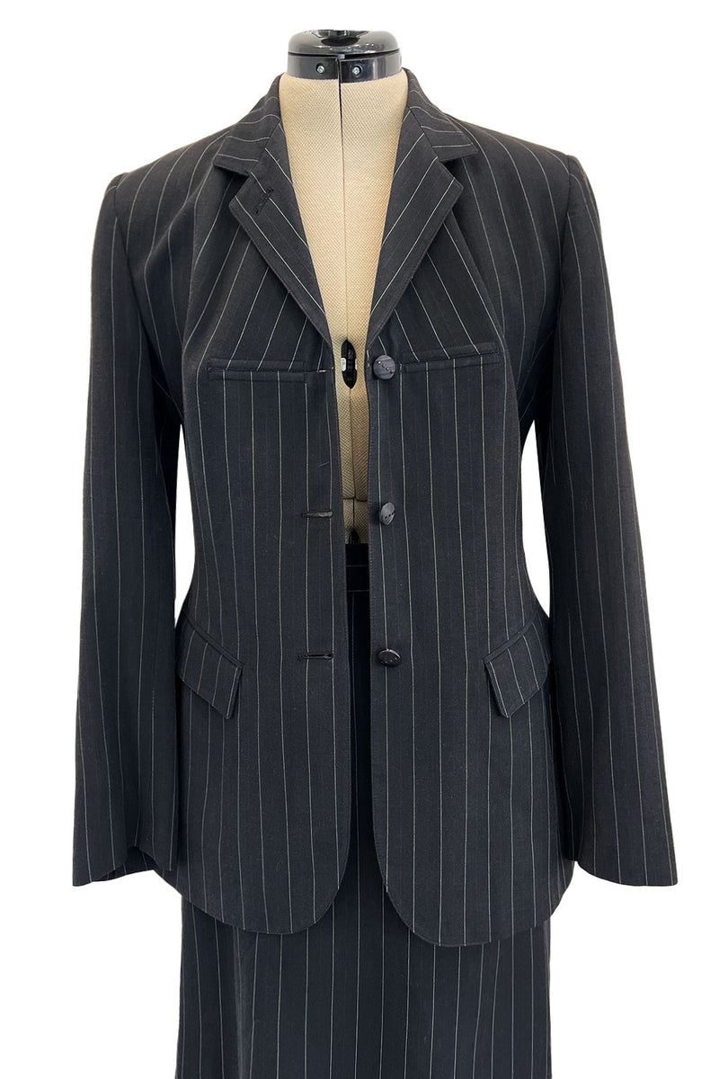 1990s Jean Paul Gaultier Pin Striped Mens Suiting Fabric Jacket