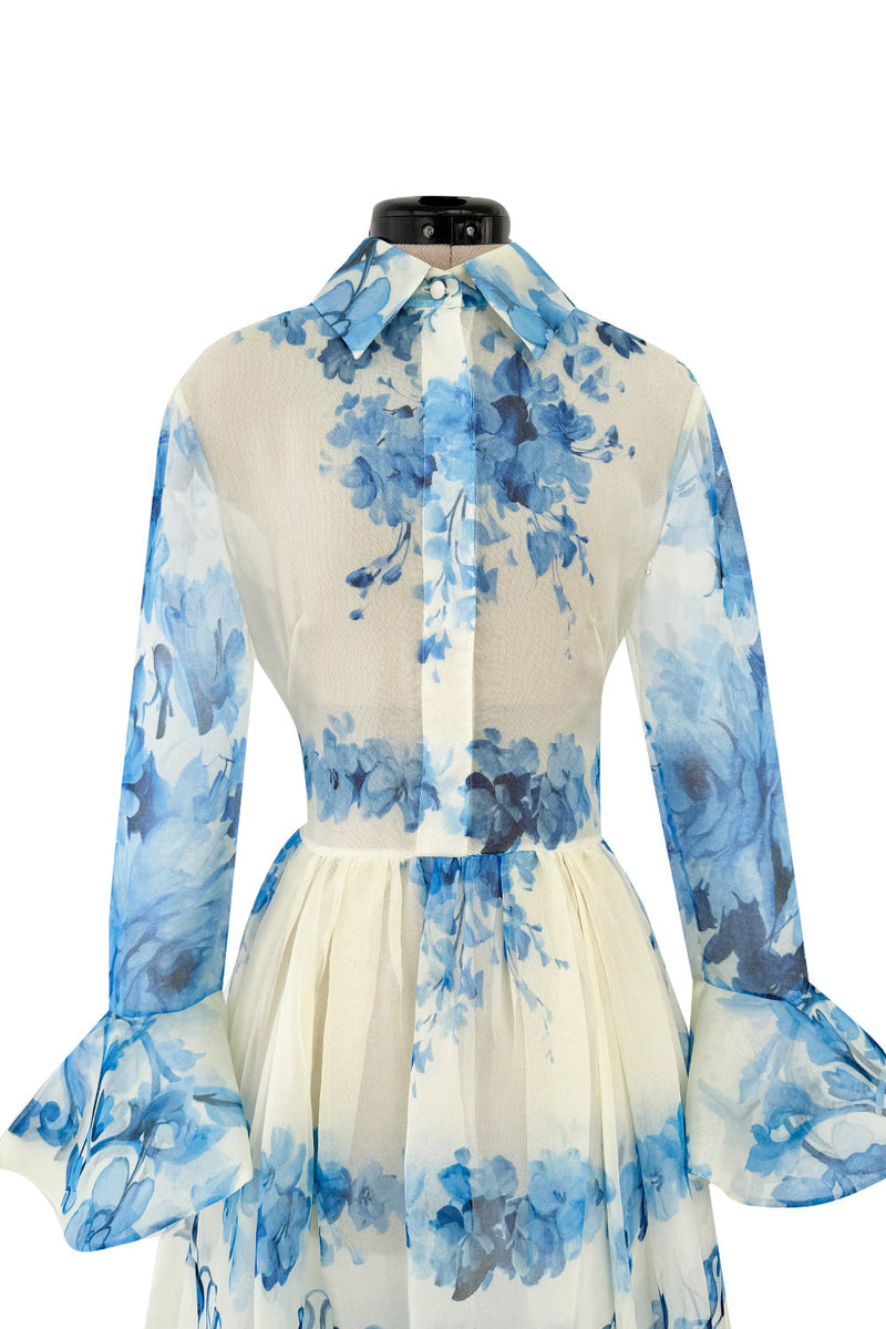 Pre-Fall 2020 Valentino by Pierpaolo Piccioli Runway Look 3 Blue & White Silk Organza Dress