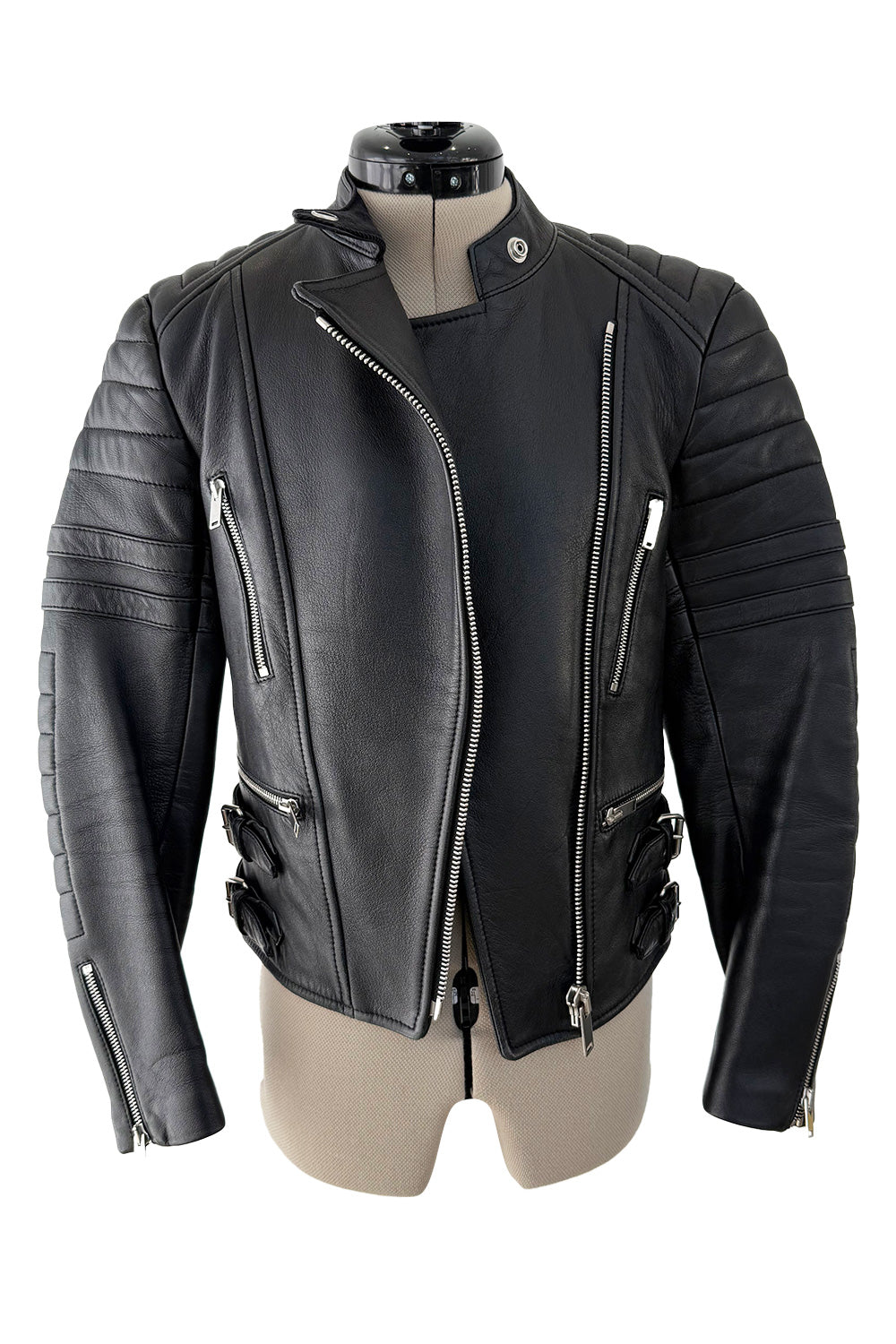 Celine by Phoebe Philo Leather Motorcycle Jacket w Silver Hardware