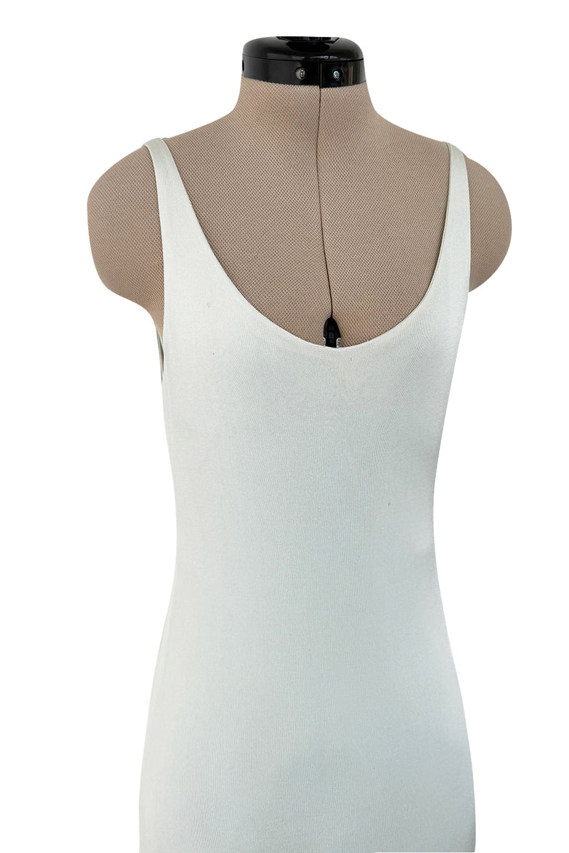 Fantastic 1973 Halston Runway Pale Blue Green Double Layer Silk Jersey Sleeveless Tank Dress