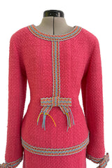Rare & Extraordinary Spring 1994 Chanel by Karl Lagerfeld Runway Pink Suit w Corded Detail