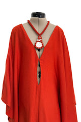 Spring 2022 Chloe by Gabriela Hearst Deep Burnt Orange Silk Caftan Dress w Hand Braided & Shell Detailing