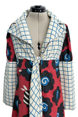 Rare 1969 Ossie Clark Documented Wide Leg Pant & Tie Front Overcoat Set w Celia Birtwell Print