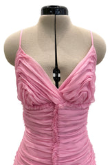Recent Prada by Miuccia Prada Pale Pastel Pink Silk Chiffon Gathered Halter Dress