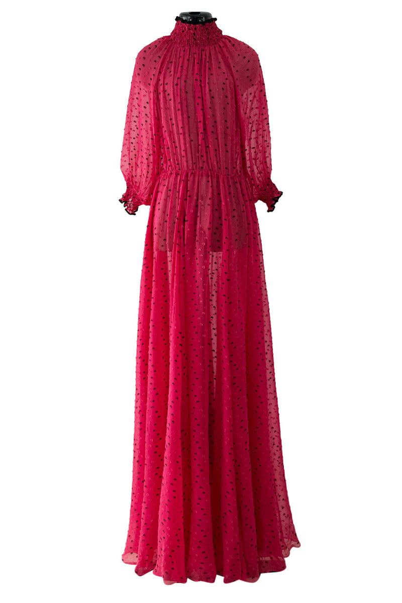 dark pink chiffon dress Caira Chiffon Scarf Maxi Dress / Ombre Dark Pink | MESHKI