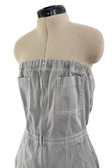 Amazing Unlabeled Vintage Starpless Grey Cotton Canvas Jumpsuit w Top Stitching & Pockets