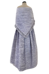 Elegant Late 1950s Sybil Connolly Couture Pale Lavender Pleated Linen Strapless Dress w Shawl