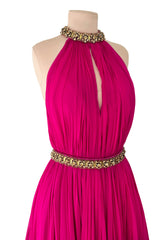 Gorgeous Pre-Fall 2011 Alexander McQueen by Sarah Burton Pink Silk Chiffon Dress w Jeweled Belt