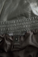 2010s Marc by Marc Jacobs Black Lambskin Leather Mini Skirt w Exaggerated Side Pockets