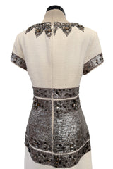 Superb Fall 2007 Oscar de la Renta Runway Look 38 Sequin & Bead on Ivory Boucle Wool Runway Dress