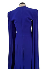 Spring 2020 Alex Perry Runway Brilliant Blue Dress w Twist Front & to the Floor Caped Sleeves