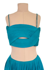 Exceptional Spring 1974 Madame Gres Haute Couture Unlabeled Documented Blue Silk Jersey Skirt & Top