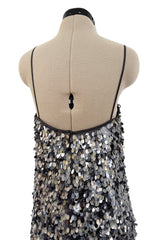 Easy-to-Wear Spring 2020 Emporio Armani Runway Look 59 Grey Silk Organza Silver Sequin Dress