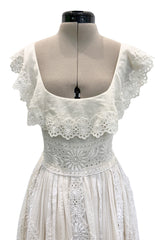 Romantic Resort 2015 Valentino by Pierpaolo & Piccioli & Maria Grazia Chiuri Cotton Embroidered Dress w  Flower Belt