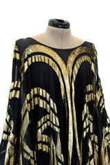 Extraordinary Fall 1992 Paco Rabanne Haute Couture Runway Sample Look 31 Metallic Gold & Black Silk Caftan Dress