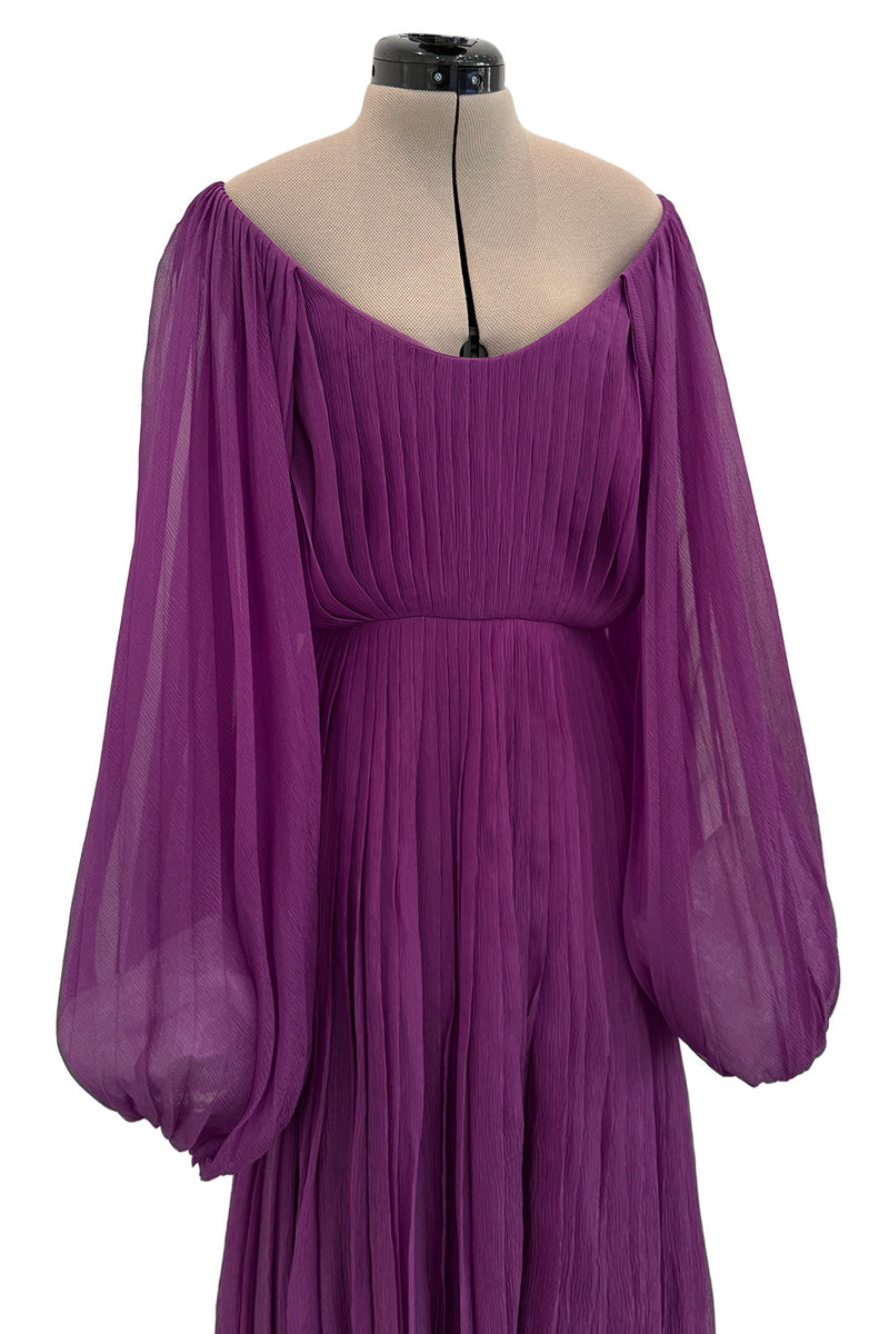 Spring 2024 Christian Dior by Maria Grazia Chiuri Runway Look 75 Purple Silk Chiffon Dress w Huge Balloon Sleeves