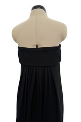 Spring 2013 Saint Laurent by Hedi Slimane Strapless Black Silk Dress w Scooped Front Hem