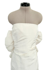 Gorgeous 2013 Lanvin Blanche by Alber Elbaz Strapless Ivory Silk Wedding Dress w Back Bow & Ruffle