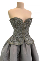 Incredible Fall 1996 Nina Ricci by Gerard Pipart Haute Couture Runway Strapless Silver & Gold Dress