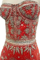 Exquisite 2020 Cucculelli Shaheen Collection 9 Strapless Hand Embroidered Carnelian Constellation Dress