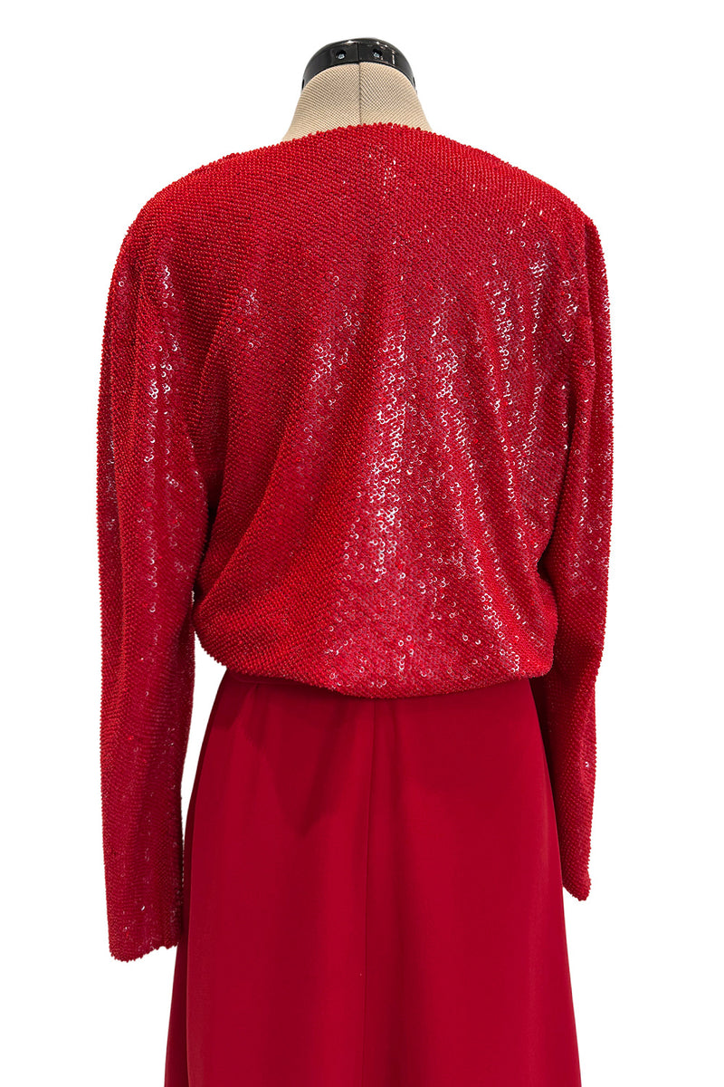 Stunning Fall 1998-99 Giorgio Armani Red Beaded & Sequin Long Skirt & Shrimpton Couture Stunning Fall 1998-99 Giorgio Armani Red Beaded & Sequin Long Skirt & Shrimpton Couture