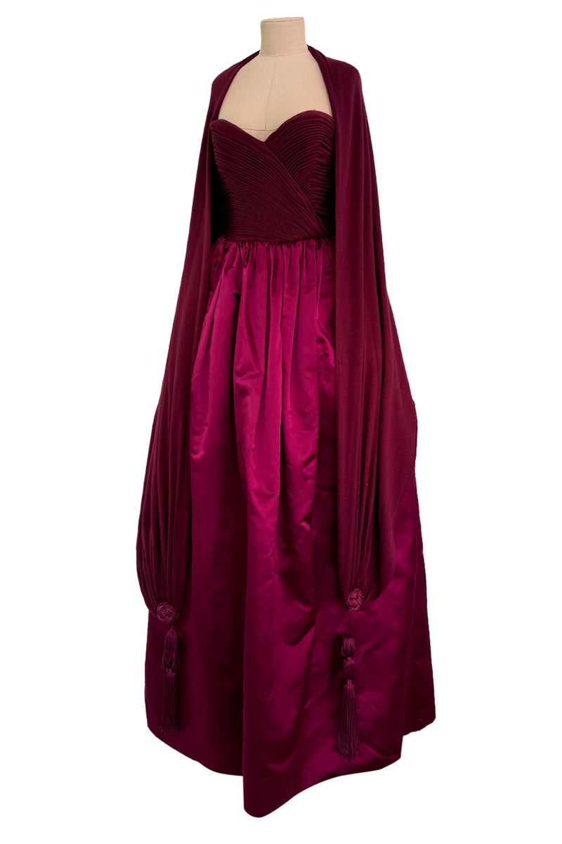 Dreamy Fall 1989 Oscar de la Renta Strapless Cashmere & Silk Dress w M – Shrimpton Couture