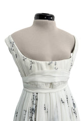 Fall 2003 Alexander McQueen 'Scanners" Runway Look 55 Silk Dress w Silver Sequins & Hand Embroidery