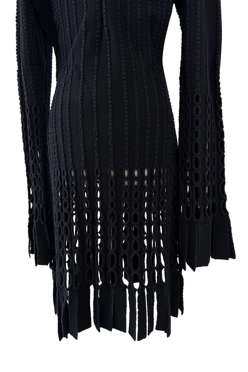Important & Rare Fall 1993 Azzadine Alaia Black Ribed Knit Laser Cut O – Shrimpton Couture