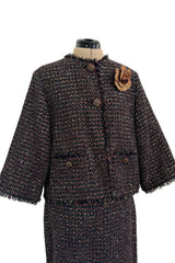 Pristine Pre-Fall 2012 Chanel by Karl Lagerfeld Metallic Gold Detailed Suit w Gripoix Buttons