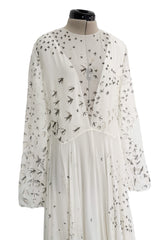 Spectacular Spring 2017 Valentino by Pierpaolo Piccioli Runway Look 52 Zandra Rhodes Print White Silk Chiffon Dress