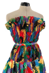 Incredible 1980s Arnold Scaasi Couture Brilliant Multi Colour Net & Vivid Sequin Covered Dress
