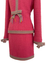 Rare & Extraordinary Spring 1994 Chanel by Karl Lagerfeld Runway Pink Suit w Corded Detail