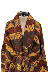 Fall 1994 Christian Lacroix Runway Knit Printed Striped Slouchy Cardigan w Original Belt