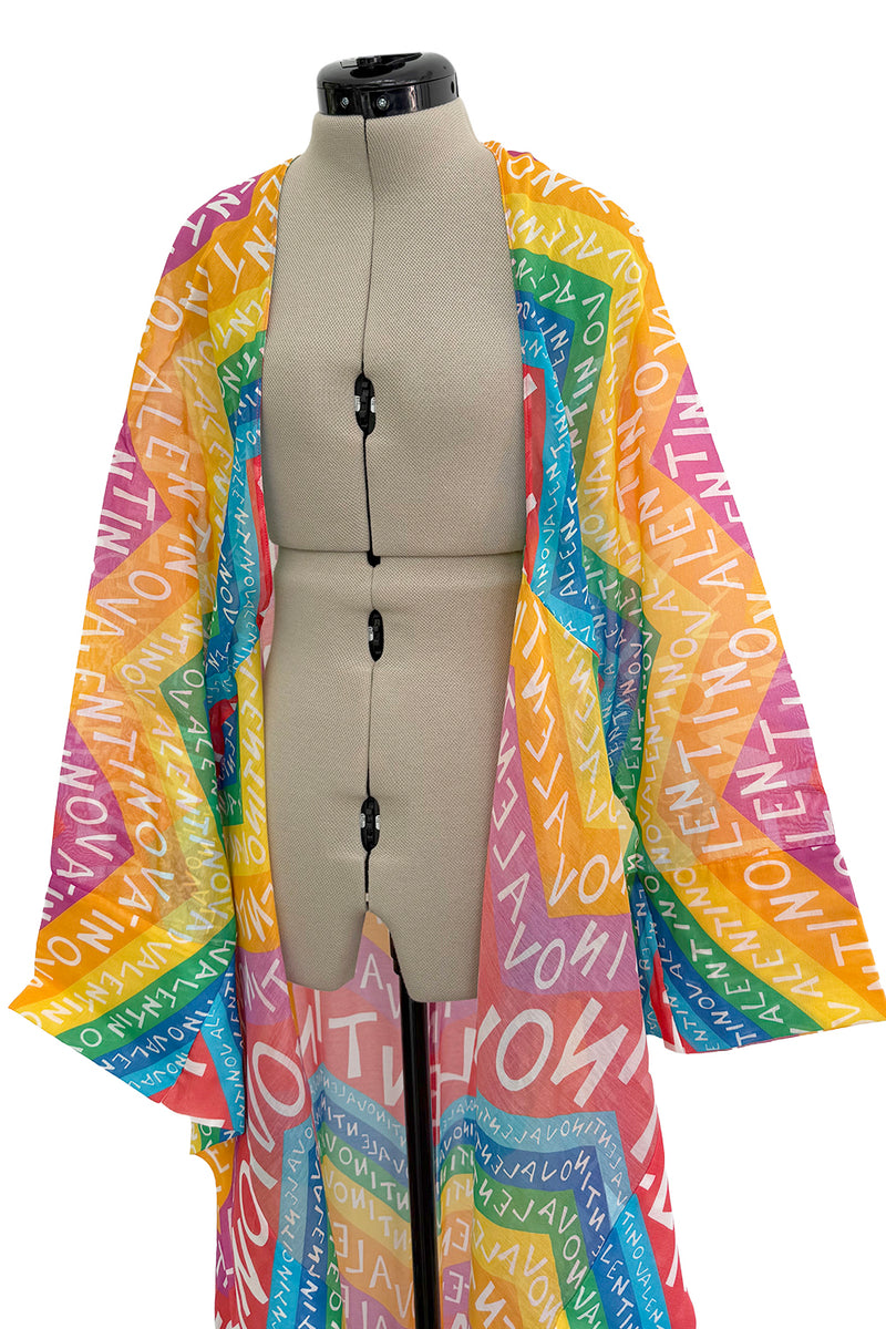 Dreamy 2024 Valentino Special Escape Summer Capsule Cotton Chevron & Logo Print Cover Up Overdress