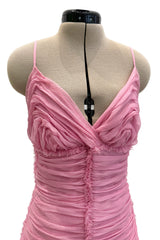 Recent Prada by Miuccia Prada Pale Pastel Pink Silk Chiffon Gathered Halter Dress