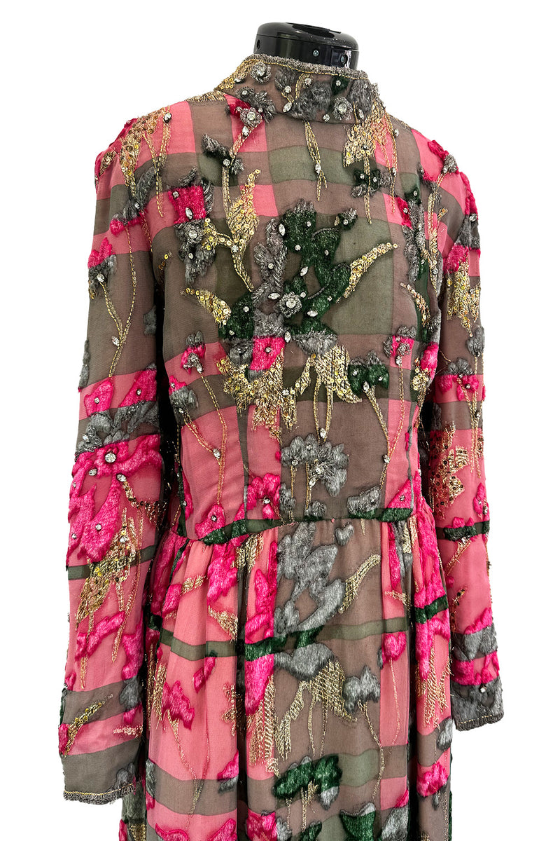 Spectacular 1960s George Halley Couture Pink & Gold Silk Chiffon Dress Shrimpton Couture Spectacular 1960s George Halley Couture Pink & Gold Silk Chiffon Dress Shrimpton Couture