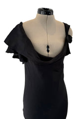 Phenomenal Spring 2007 Alexander McQueen Black Silk Bias Cut Dress w Sweeping Skirts