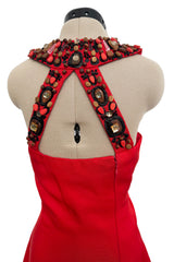 Spring 2008 Oscar de la Renta Red Version of Runway Look 64 Silk Dress w Embelished Collar