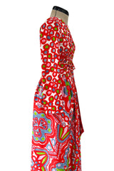 Spring 1974 Lanvin by Jules-Francois Crahay Silk & Cotton Runway Dress in Pink & Red