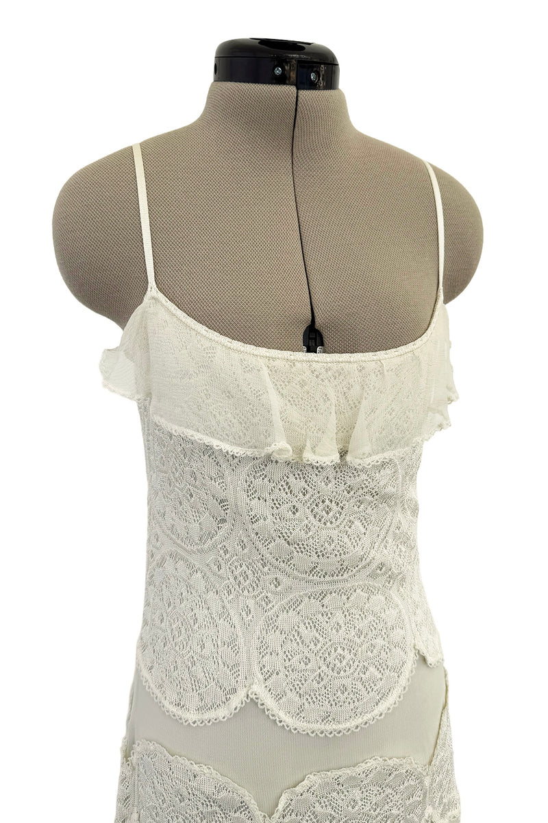 Prettiest Spring 2005 Christian Dior by John Galliano Knit & Silk Chiffon Ivory Dress