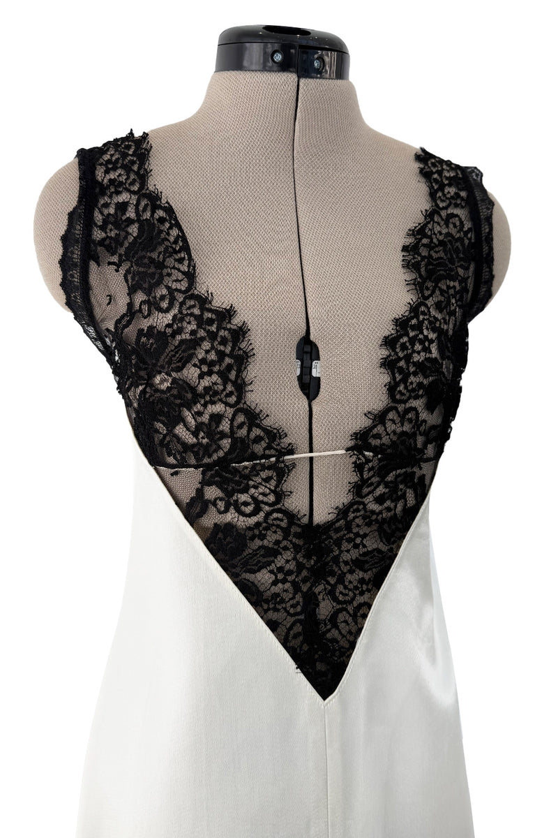 celine black and white dress Cline black silk and white lace dress
