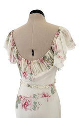 Outstanding Fall 2001 John Galliano Runway Look 41 Bias Cut Silk Chiffon Dress w Romantic Floral Print