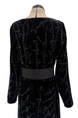 Exquisite Fall 2019 Giorgio Armani Runway Look 80 Velvet &Silk Ribbon Jumpsuit w Black Jet Beads